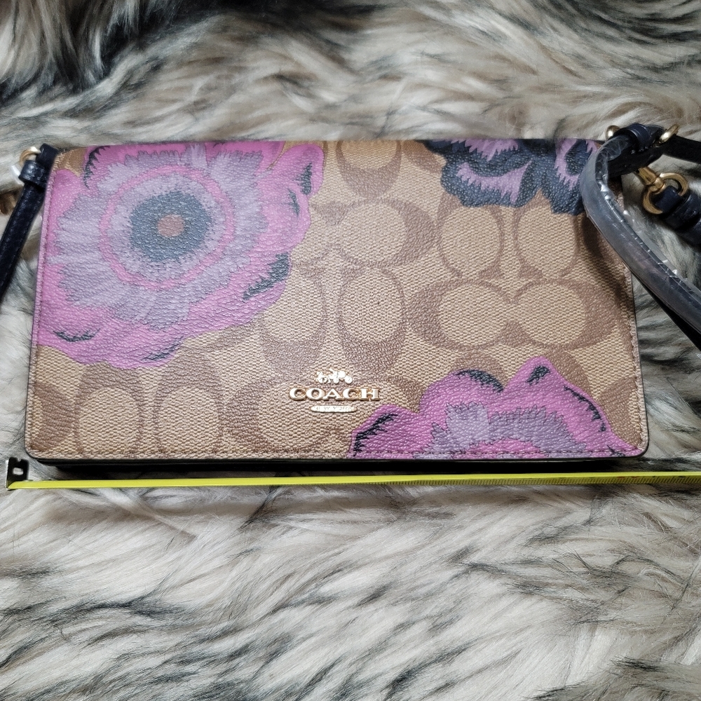 Coach Anna Foldover Crossbody Clutch In Signature Canvas With Kaffe Fassett Prin